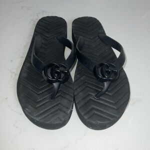 Gucci Double G Chevron Black Sandals